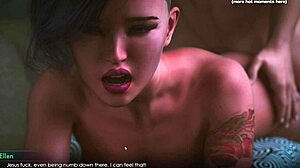 HD-video tatuoidun tytön imevästä ja neitsytperseensä panemisesta Hentai-pelissä