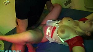 Hot slut nurse gets fingered and fucked in German gangbang