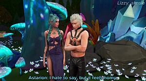 Astarion dá prazer à buceta molhada da Tav e ejacula dentro dela em uma animação Hentai do Sims 4