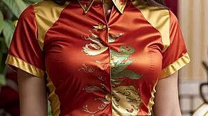 สาวงามชาวเอเชียโชว์ชุดชั้นในเพื่อวันตรุษจีน