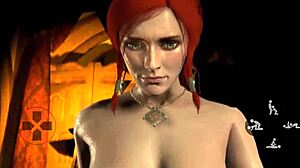 Η ξανθιά Ciri γαμιέται από την κοκκινομάλλα Ladyboy Triss σε αυτό το anime πορνό